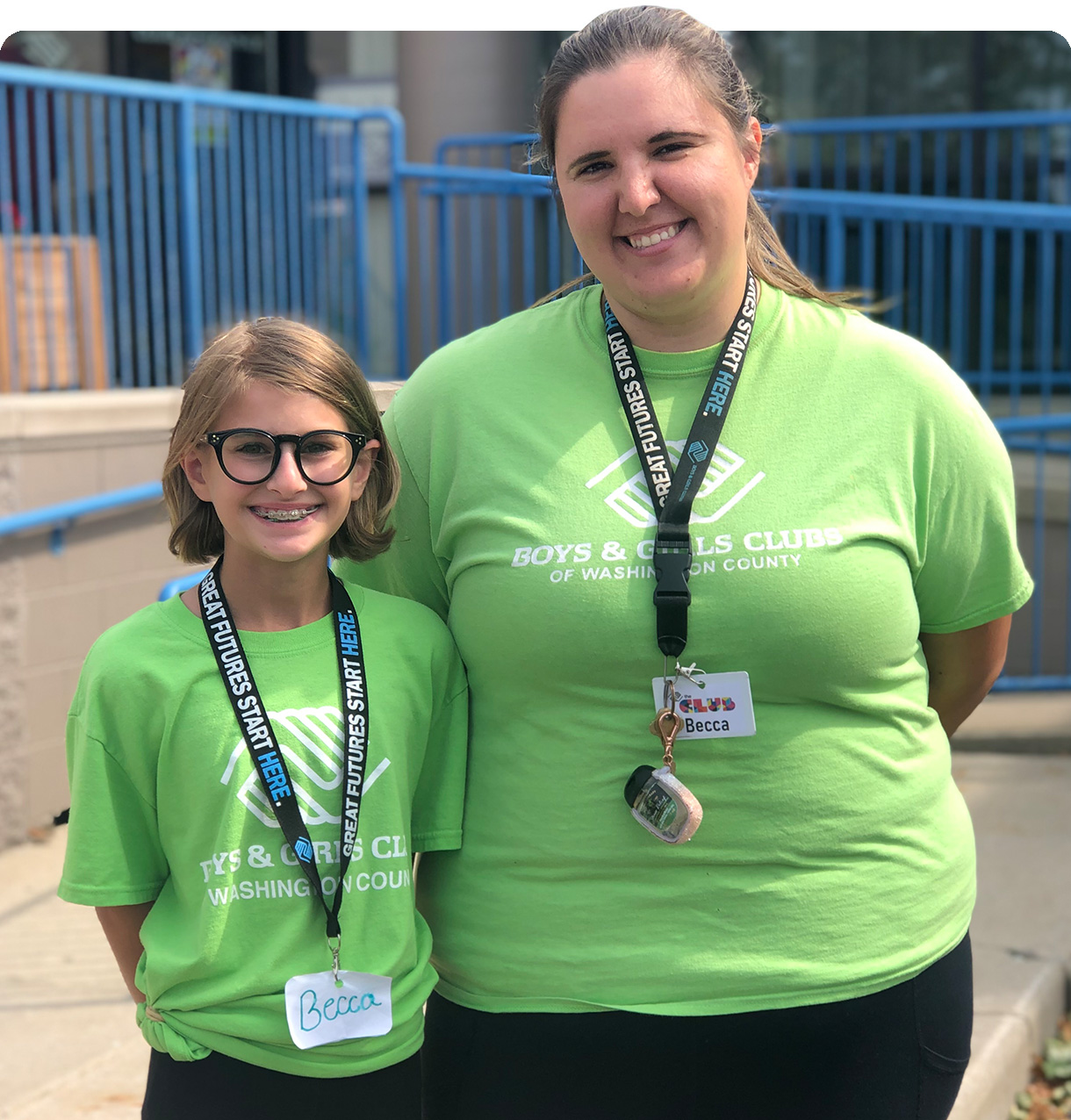 Woman and child in matching t-shirts